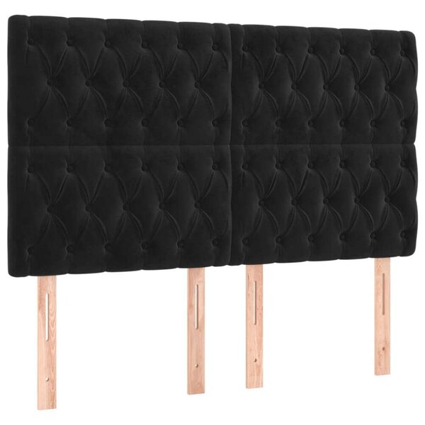 VidaXL fekete bársony rugós és LED-es ágy matraccal 140x200 cm