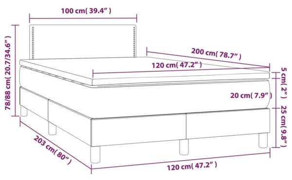 VidaXL Ágy - Fekete Szövet - 120x200 cm - LED-es