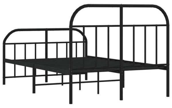 VidaXL fekete fém ágykeret fej- és lábtámlával 120 x 190 cm