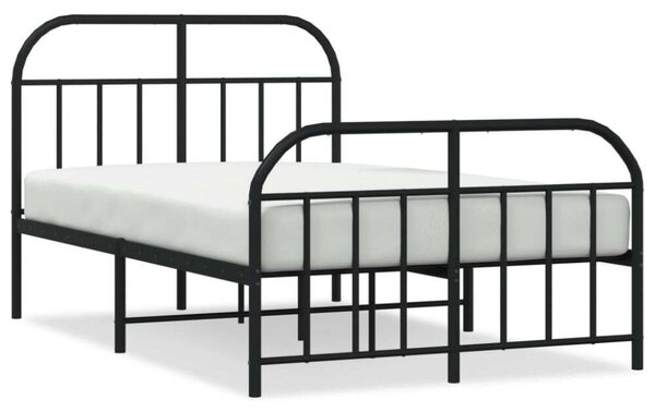VidaXL fekete fém ágykeret fej- és lábtámlával 120 x 190 cm