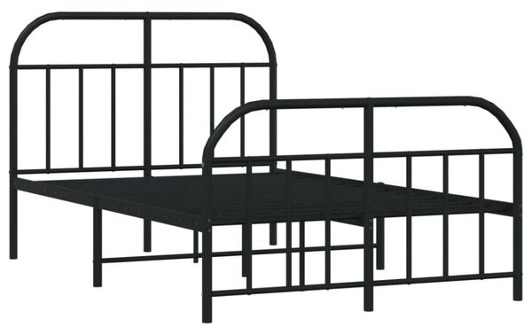 VidaXL fekete fém ágykeret fej- és lábtámlával 120 x 190 cm