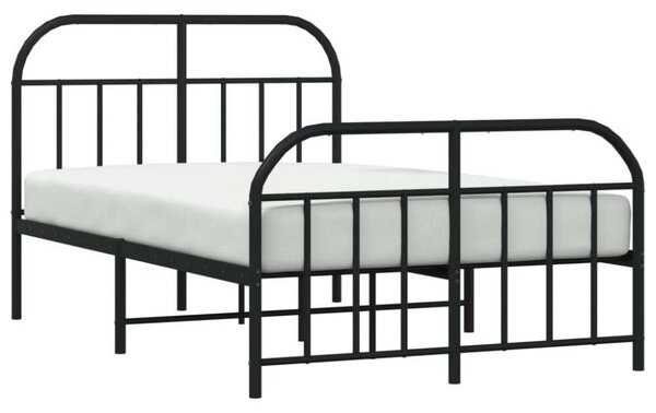 VidaXL fekete fém ágykeret fej- és lábtámlával 120 x 190 cm