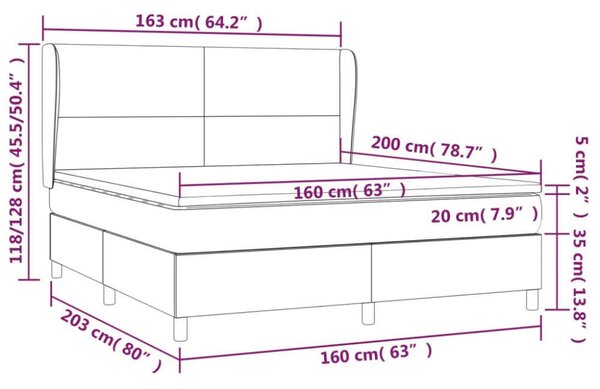 VidaXL Fekete Műbőr Ágy Matraccal - 160x200 cm