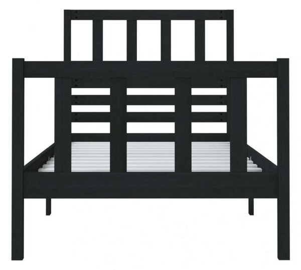 VidaXL Tömörfa Ágykeret - Fekete - 75x190 cm