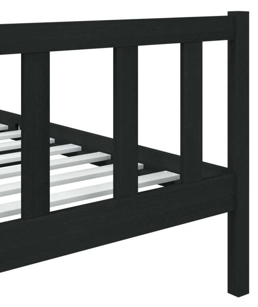 VidaXL Tömörfa Ágykeret - Fekete - 75x190 cm