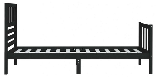 VidaXL Tömörfa Ágykeret - Fekete - 75x190 cm