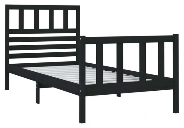 VidaXL Tömörfa Ágykeret - Fekete - 75x190 cm