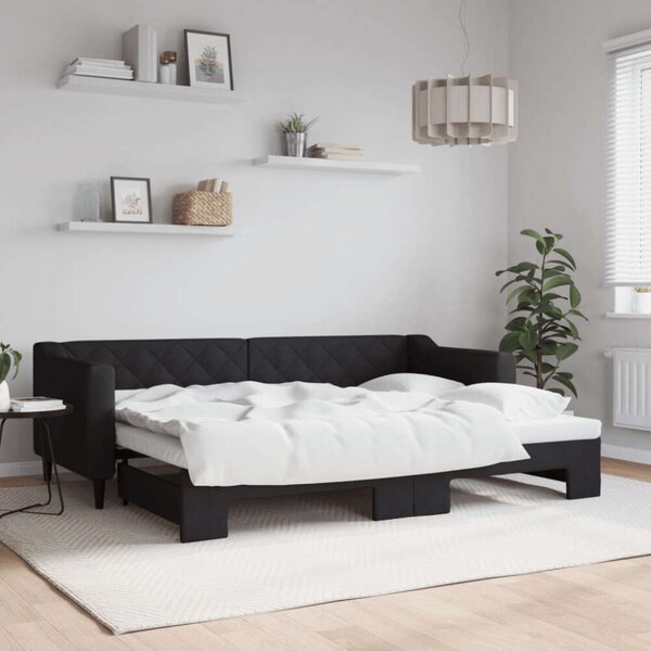 VidaXL fekete kihúzható szövet heverő 80 x 200 cm