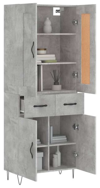 VidaXL betonszürke szerelt fa magasszekrény 69,5 x 34 x 180 cm