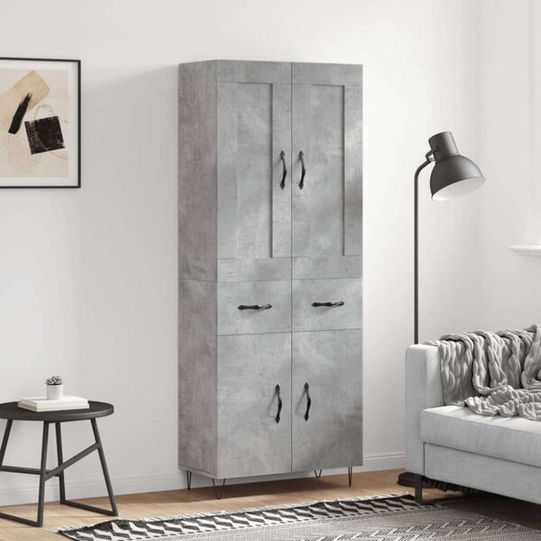 VidaXL betonszürke szerelt fa magasszekrény 69,5 x 34 x 180 cm