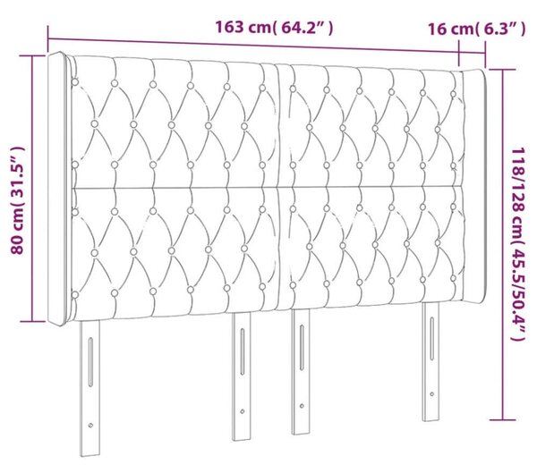 VidaXL Bársony Fejtámla Szárnyakkal - 163cm