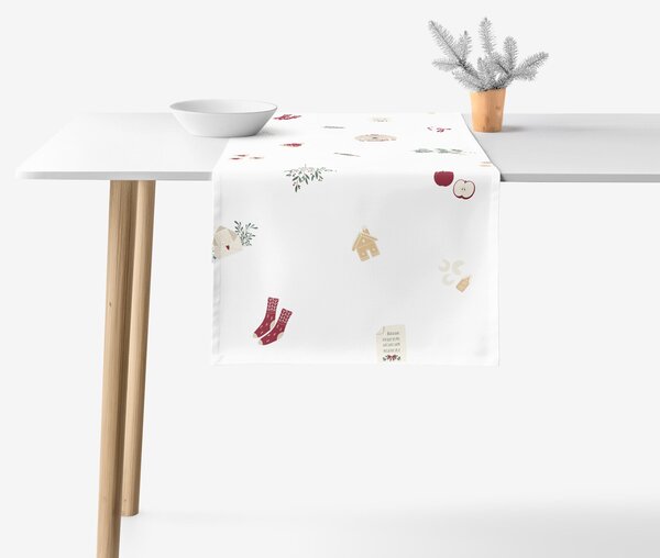 Goldea karácsonyi pamut asztali futó - karácsonyi szimbólumok 20x120 cm