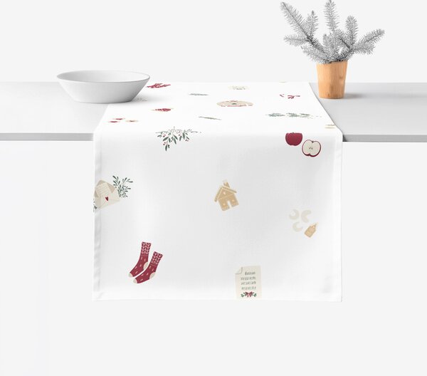 Goldea karácsonyi pamut asztali futó - karácsonyi szimbólumok 20x120 cm