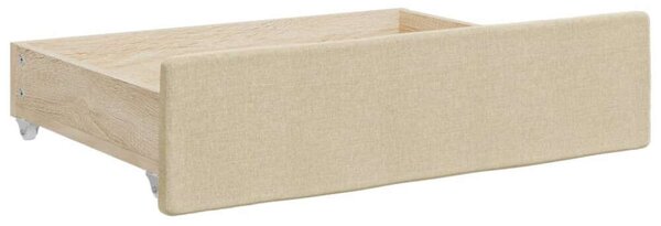 VidaXL krémszínű kihúzható szövet heverő fiókkal 100x200 cm