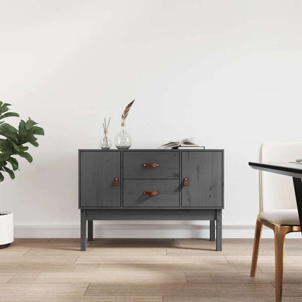 VidaXL szürke tömör fenyőfa tálalószekrény 110 x 40 x 78 cm