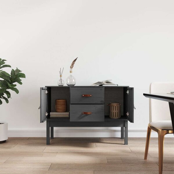 VidaXL szürke tömör fenyőfa tálalószekrény 110 x 40 x 78 cm