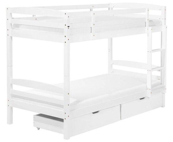 Fehér emeletes ágy fiókokkal 90 x 200 cm REGAT