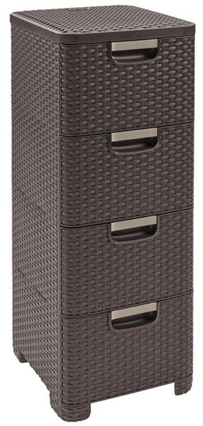 Komód Curver® STYLE, 4 fiókos, sötétbarna, 33x79x38 cm