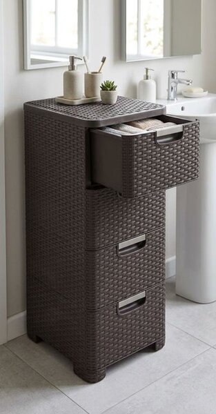 Komód Curver® STYLE, 4 fiókos, sötétbarna, 33x79x38 cm