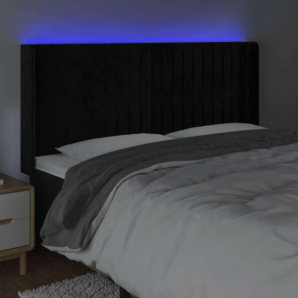 VidaXL fekete bársony LED-es fejtámla 203x16x118/128 cm