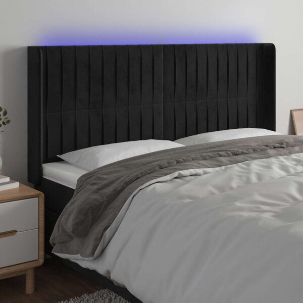 VidaXL fekete bársony LED-es fejtámla 203x16x118/128 cm