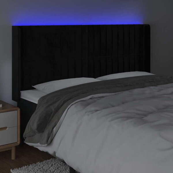 VidaXL fekete bársony LED-es fejtámla 203x16x118/128 cm
