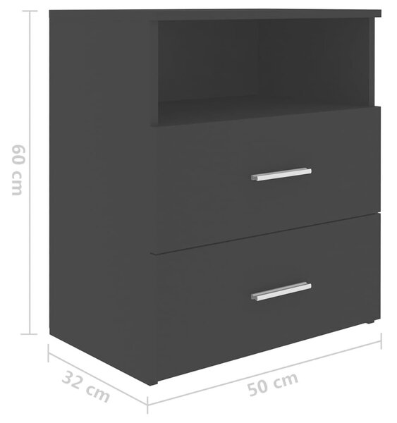 VidaXL Fekete Éjjeliszekrény Szett - 2 db - 50x32x60 cm