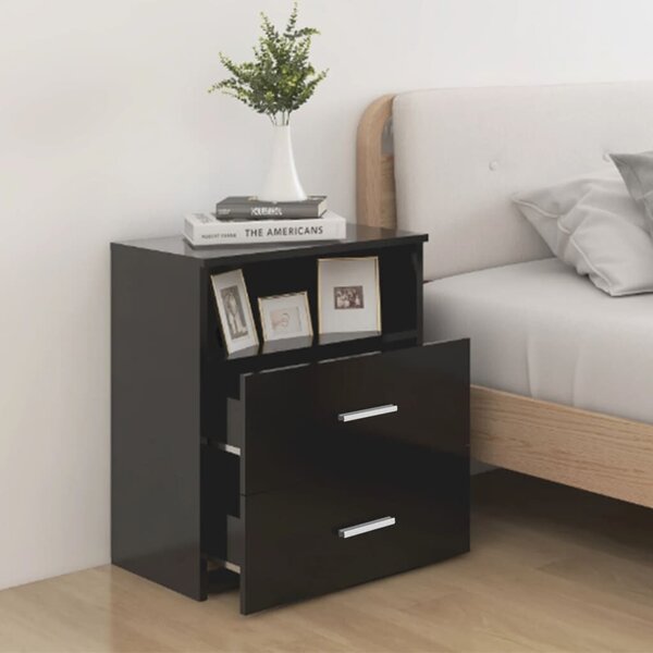 VidaXL Fekete Éjjeliszekrény Szett - 2 db - 50x32x60 cm