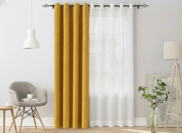 OXFORD sárga függöny 140x250 cm Felfüggesztés: Hullámos sínszalag