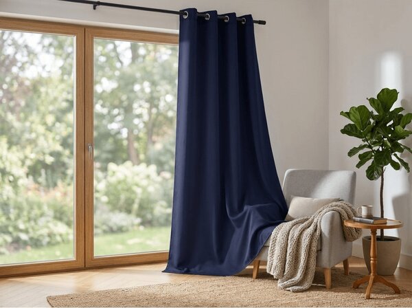 Függöny OXFORD LIGHT 140x250 cm, sötétkék Felfüggesztés: Hullámos sínszalag