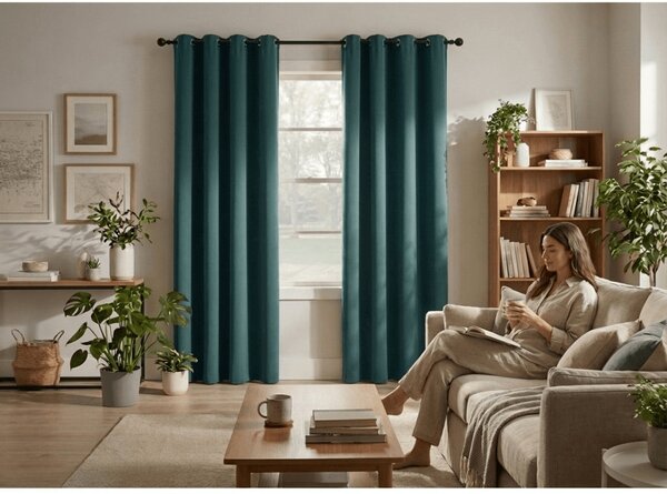 OXFORD türkizkék függöny 140x250 cm Felfüggesztés: Hullámos sínszalag