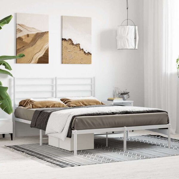 VidaXL fehér fém ágykeret fejtámlával 140 x 200 cm