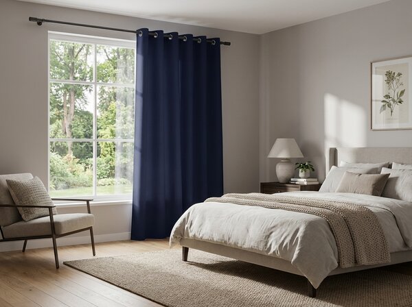 Függöny OXFORD LIGHT 140x250 cm, sötétkék Felfüggesztés: Hullámos sínszalag