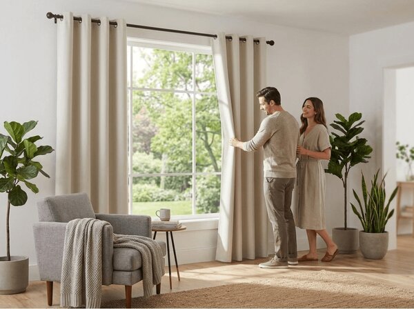 OXFORD fehér-krém színű függöny 140x250 cm Felfüggesztés: Hullámos sínszalag