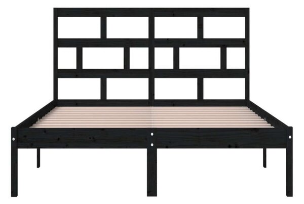 VidaXL Fekete Tömörfa Ágykeret - 150x200 cm
