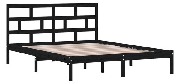 VidaXL Fekete Tömörfa Ágykeret - 150x200 cm