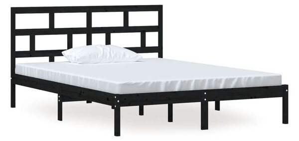 VidaXL Fekete Tömörfa Ágykeret - 150x200 cm