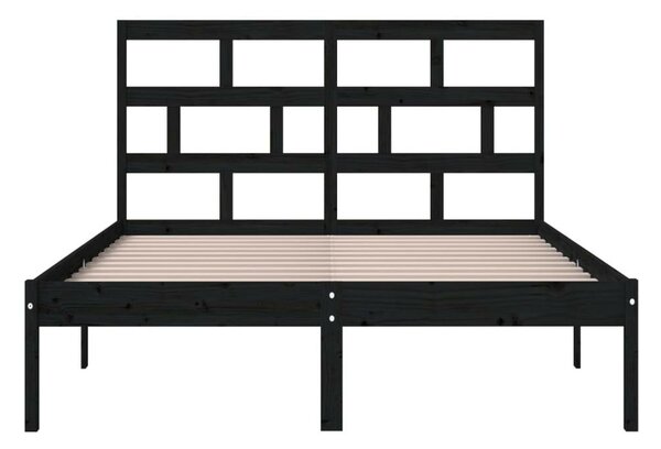 VidaXL Fekete Tömörfa Ágykeret - 150x200 cm