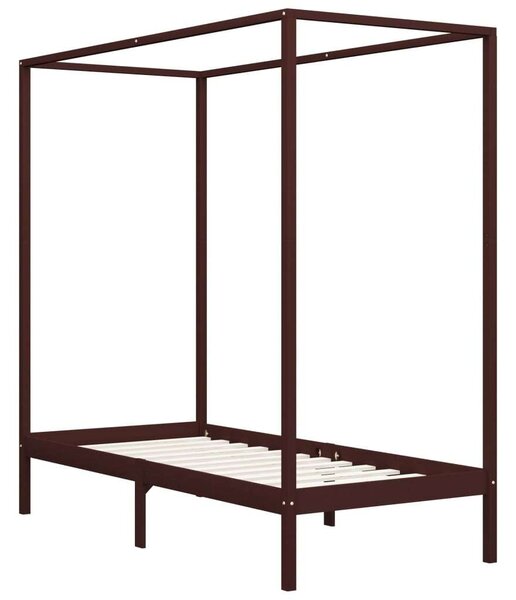 Vidaxl Baldachinos Ágykeret - Tömör Fenyőfa - 90x200 cm