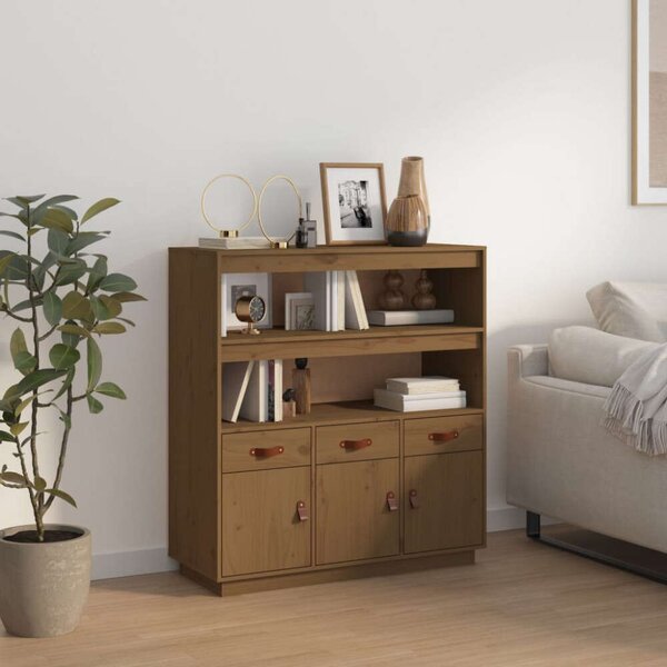 VidaXL mézbarna tömör fenyőfa magasszekrény 100 x 40 x 108,5 cm