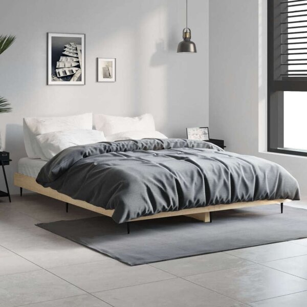 VidaXL sonoma tölgyszínű szerelt fa ágykeret 140x190 cm