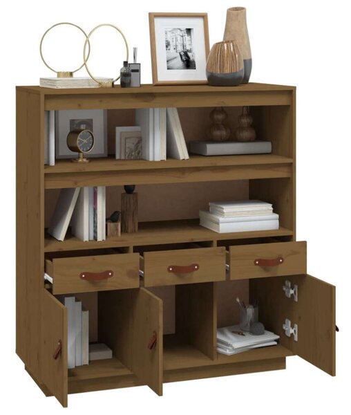 VidaXL mézbarna tömör fenyőfa magasszekrény 100 x 40 x 108,5 cm