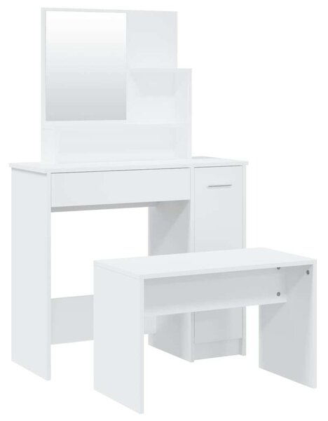 Modern Fehér Sminkasztal Szett Tükörrel - 86,5x35x136cm