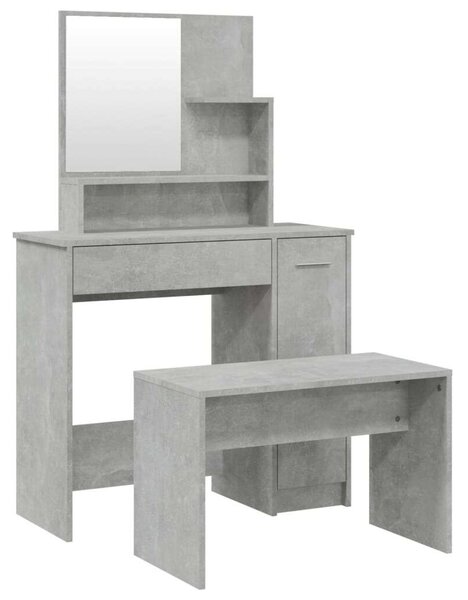 Modern Sminkasztal Szett - Betonszürke - 86,5x35x136 cm