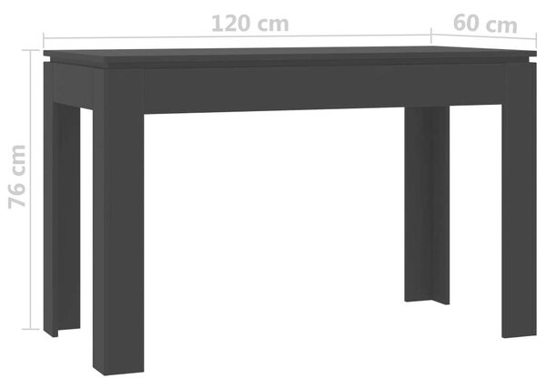 VidaXL Étkezőasztal - Fekete - 120x60x76 cm
