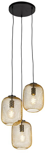 Art Deco függőlámpa arany 45 cm 3-lámpa - Bliss Mesh