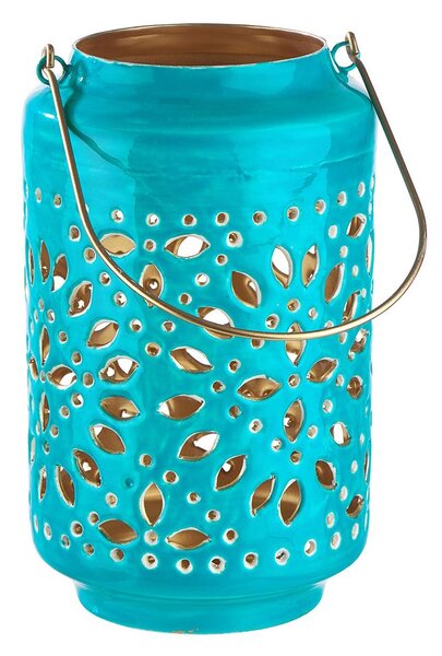 BLUE MAROCCO lámpás, petrol-arany 25 cm