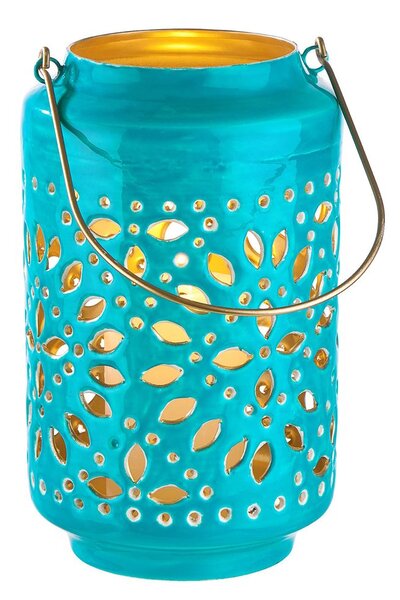 BLUE MAROCCO lámpás, petrol-arany 25 cm