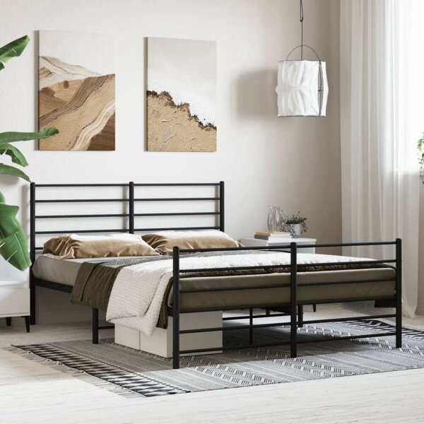 VidaXL fekete fém ágykeret fej- és lábtámlával 160 x 200 cm