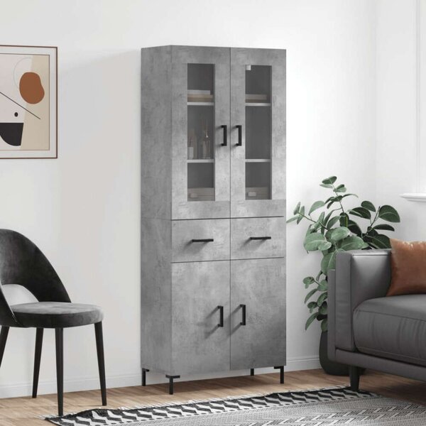 VidaXL Magas Szekrény - Betonszürke - 69,5x34x180 cm